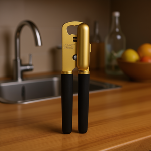 Abrelatas manual de acero inoxidable con acabado dorado, herramienta de cocina para uso doméstico - Product Image 2