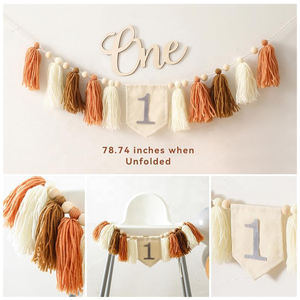 Chapeau d'<span class=keywords><strong>anniversaire</strong></span> en gros, bannière, garniture de gâteau, ensembles de couronnes, chaise haute pour bébé, macramé, décorations de fête d'<span class=keywords><strong>anniversaire</strong></span> - Product Image 2