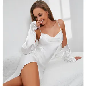 Amazon en iyi satılanlar saten ipek elbise kadın yaz yaz seksi iki parçalı set 2021 yeni tuvalet