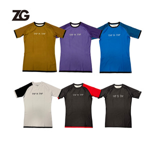 Maglietta Rash Guard Personalizzata per Jiu Jitsu MMA, Manica Corta, <span class=keywords><strong>Abbigliamento</strong></span> <span class=keywords><strong>Sportivo</strong></span> per Arti Marziali BJJ da <span class=keywords><strong>Uomo</strong></span> - Product Image 1