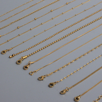 Chaîne à perles rondes simples en acier inoxydable 304 plaqué or 18 carats PVD, composants de bijoux DIY, vente en gros d'usine