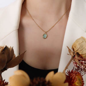 Collar con Colgante Vintage de Acero Inoxidable 316L, Chapado en Oro PVD de 14K/18K, Joyería Fina de Moda, Collares con Ojo de Gato para Mujer - Product Image 3