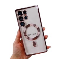 Étui de téléphone magnétique antichoc en TPU souple transparent électroplaqué pour Samsung Galaxy S26 S25 S24 S23 S22 Ultra A07 A17 A57 A16 A56 A37