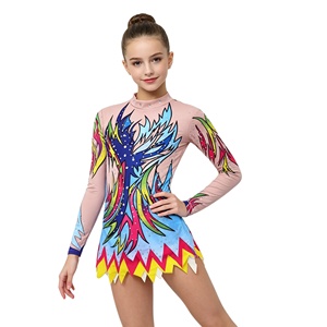 Justaucorps de gymnastique à manches longues en nylon et élasthanne pour filles et enfants - Product Image 1