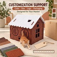 Maison pour chat en feutre de style cottage personnalisée, lit-caverne fermé pour animaux de compagnie avec entrée en forme de visage de chat, vente en gros OEM ODM