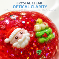 Boule Squishy Transparente de Noël avec Paillettes Flocon de Neige, Jouet Cadeau de Fêtes avec Figurines Mignonnes Intégrées, Fourniture de Détail