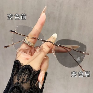 <b>Frameless</b> Cut Edge Photographic Color-Changing Cyber Celebrity Nearby Mirror Pure Gold Silk <b>Frameless</b> Ultra Light Glasses <b>Frame</b> - Product Image 3