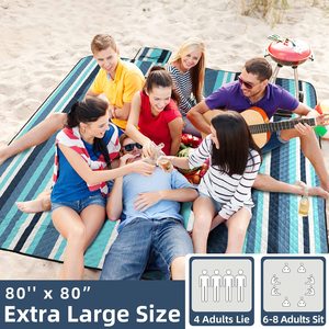 Esterilla de picnic rectangular extragrande, a prueba de arena, portátil, para exteriores, para verano, playa, camping, senderismo y viajes. - Product Image 3