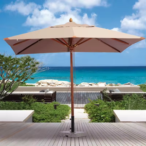 Parasol de plage minimaliste en bois pour extérieur, avec franges en coton tissées à la main, ouverture manuelle, idéal pour patio et camping - Product Image 4