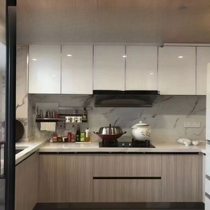 Mueble <span class=keywords><strong>de</strong></span> <span class=keywords><strong>Cocina</strong></span> Moderno <span class=keywords><strong>de</strong></span> Alta Gama Personalizado con Fregadero y Asientos, Organizador <span class=keywords><strong>de</strong></span> Almacenamiento <span class=keywords><strong>de</strong></span> Acero Inoxidable - Product Image 6