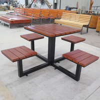 Table de pique-nique extérieure moderne et imperméable à prix d'usine avec bancs en acier galvanisé et bois composite WPC, durable, taille personnalisable