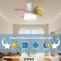 Ventilateur de plafond moderne et coloré de 26 pouces avec télécommande Mini lampe à LED à 6 vitesses Corps en fer Moteur à courant continu pour usage domestique