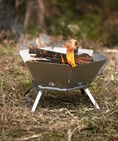 Barbecue pliable en acier inoxydable pour le camping en plein air, poêle à bois personnalisée avec support pour feu de camp, barbecue au charbon de bois, foyer portable
