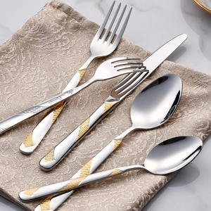 أدوات مائدة فاخرة أوروبية للفنادق والمطاعم وحفلات الزفاف، طقم أدوات طعام من الفولاذ المقاوم للصدأ يشمل السكين والشوكة والملعقة - Product Image 2