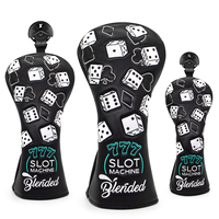 Nouveau Design Broderie 777 Lucky Dice Golf Head Covers Set Pu Leather Golf Driver Fairway Hybrid Headcover