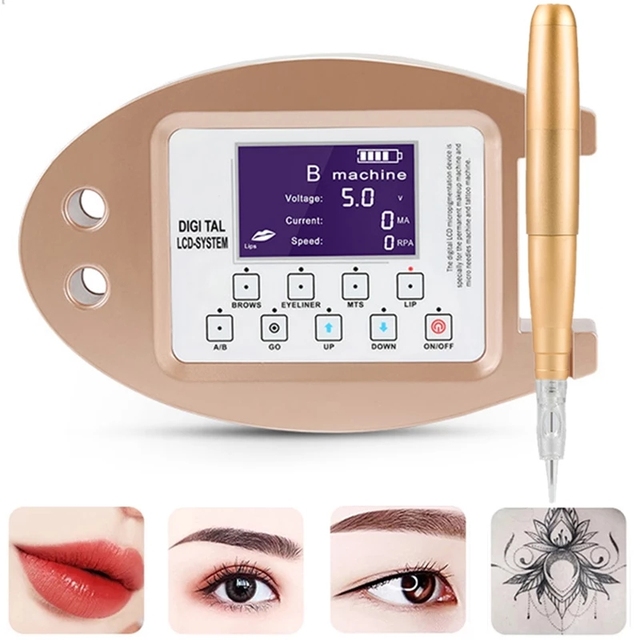Permanent Makeup Machine with Microblading Capability for Eyebrow Lip Eyeliner Micropigmentation Device