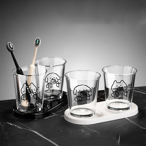 Tazza in Vetro Stile Coreano con Disegni Cartoon, Senza Manici e Coperchio, per Succhi, Bevande, Gelati e Dessert - Product Image 1