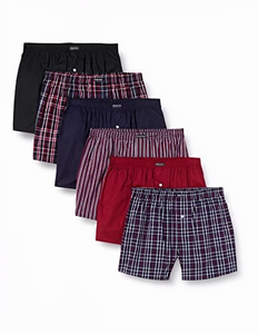 Mens Pure Cotton Plaid <b>Boxer</b> Briefs Mid Rise Breathable Knitted Underwear Soft Comfortable Stretch Daily Wear <b>Shorts</b> - Product Image 1