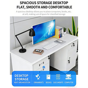 Escritorio de Oficina Moderno de Acero Inoxidable con Cajones con Cerradura - Estación de Trabajo Duradera y Ecológica para Uso en el Hogar/Oficina con Almacenamiento - Product Image 5