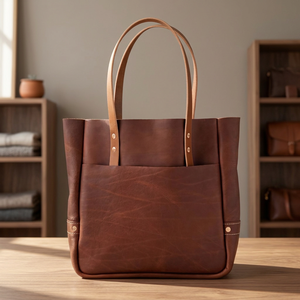 Bolso de Mano de Cuero Genuino para Mujer, Estilo Vintage, Gran Capacidad, Impermeable, Ligero, Ecológico, con Cierre de Cremallera y Correa para el Hombro - Product Image 2