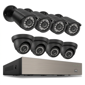 Sistema de Seguridad CCTV Híbrido de 8 Canales y 1080P, 4 Cámaras Exteriores Tipo Bala, 4 Cámaras Interiores Tipo Domo, Sistema de Monitoreo de Seguridad Resistente a la Intemperie IP66 - Product Image 1