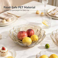 Elegante Scandinavische stijl PET dienblad met gouden rand voor bruiloft, feest, cadeau, thuis, salontafel, snacks, noten, dessert, cake, fruitplateau