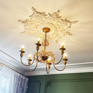 מדליון תקרה פו מדליון פנים בסגנון אירופאי בית עם קישוט אדריכלי עבור מדליון מאוורר - Product Image 2