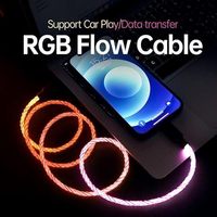 Kabel data bercahaya rgb, kabel data Tipe c gradien led pengisian daya usb a ke Tipe c untuk ponsel