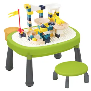 Table de jeu avec 70 pièces blocs de construction et une chaise, pour enfants, activités