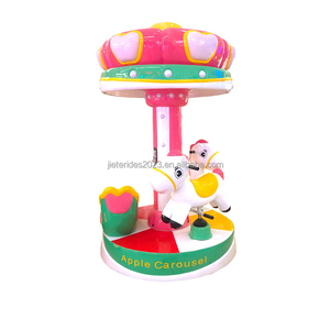 Carrusel Infantil de 3 Personas, Máquina de Juego Operada con Monedas, con Asiento de Manzana, Caballo con Corona, Equipo Grande para 3 Personas - Product Image 1