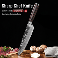 Couteau de chef à motif damas, manche en bois coloré, acier inoxydable 4cr13, coupe multifonctionnelle pour la viande et les légumes, couteau de cuisine