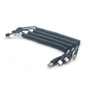 สายชาร์จ USB แบบสปริง Type C หัวงอ 90 องศา สำหรับรถยนต์ สายต่อแบบยืดหยุ่น - Product Image 2