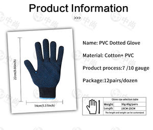 Guantes de algodón antideslizantes de punto de <span class=keywords><strong>PVC</strong></span> de doble cara azul marino Guantes de trabajo de seguridad mecánica de uso general de alta calidad - Product Image 3