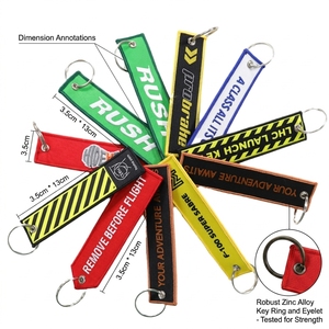 Porte-clés personnalisé en tissu tissé avec logo brodé, étiquette rectangulaire en alliage de zinc pour avion, moto, souvenir promotionnel - Product Image 4