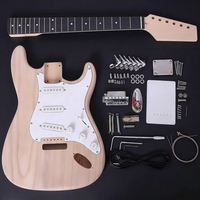 TC DIY 39 Inch Matt Unfinished Solid Basswood Maple 6-String Electric Guitar Kit-Unassembled for Beginners Students