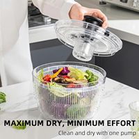 Keuken groente droogbak plastic handmatige slacentrifuge met transparant deksel antislip groente fruit centrifuge droger