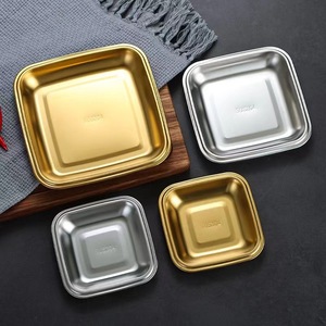 304 Stainless Steel Square Snack Plate Set For BBQ Desserts Rice Noodle Rolls Grilled Meat Commercial Dining Use Microwave Safe - Product Image 4