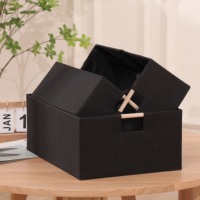 Boîte de rangement pliable noire de style campagnard avec poignée pour ranger divers objets