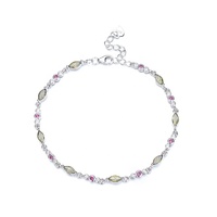 Handgemachtes reines Silber Blätter und Blumen Design Ketten armband 17 3cm für Frauen
