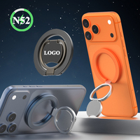 Support de téléphone rotatif à 360 degrés en alliage d'aluminium magnétique puissant N52 personnalisé avec anneau de maintien et design pliable à double axe