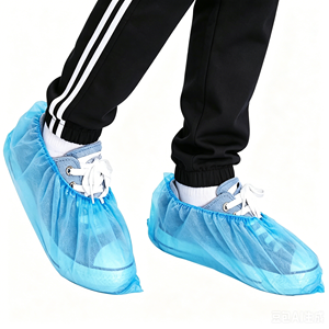 Surchaussures jetables en PP non tissé et PE antidérapantes, bleues, pour salle blanche et usage médical - Product Image 1