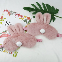 Mignon masque pour les yeux de sommeil lapin noir Animal dessin animé Style soie sentiment en peluche lapin ombre à paupières couverture Blinder