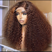 Penjualan terlaris grosir ditarik ganda 4x4 Wig penutupan renda Pixie rambut keriting T4/350/4 warna 300g Wig rambut perawan mentah
