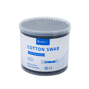 300 pièces/boîte, cotons-tiges à tête pointue double noire, bâtonnet en papier blanc, cotons-tiges avec boîte ronde - Product Image 2