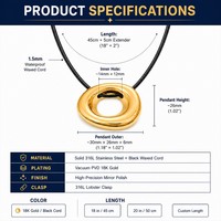 Collier Pendentif Unisexe Tendance en Acier Inoxydable PVD 18K, Chaîne Corde Anti-ternissement, Bijoux de Mode en Gros pour Femme