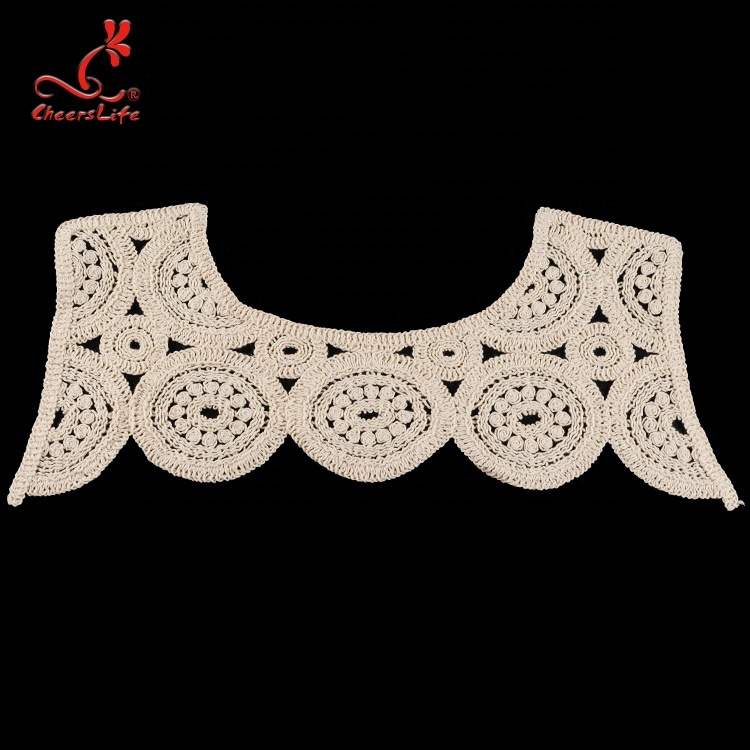 New Designs Luxury White Round Embroidery Neck Lace Applique Patch Trimmings Shawl For Clothing Accessories