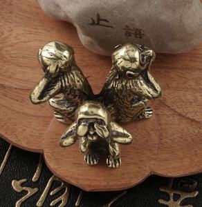 Pirinç heykeli üç maymun ev dekorasyonu zodyak maymun el sanatları süsler - Product Image 5