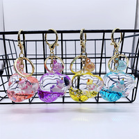 Populaire en plastique acrylique mignon lait thé tasse porte-clés flottant liquide bouteille porte-clés personnalisé