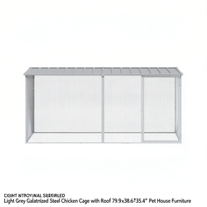 Gabbia per Polli in Acciaio Zincato Grigio Chiaro 79.9x38.6x35.4 con Tetto, Cuccia per Animali Domestici - Product Image 1