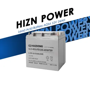 Batterie AGM HIZN 12V 24AH Batterie de stockage rechargeable pour système d'alarme